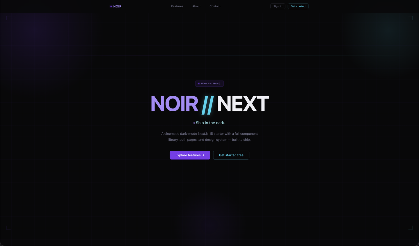 NOIR // NEXT theme preview